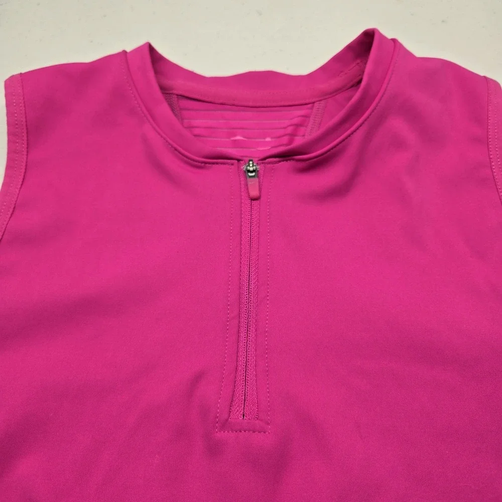 Nike Women Sports Bra Large Pink Pro Dri FIT Pullover  Zipper Pullover READ